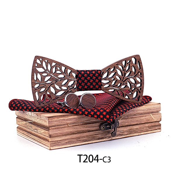 T204 T204  Leaf Cutout Bow Tie Set, Walnut — colour C3