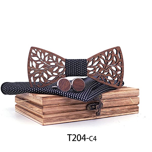 T204 T204  Leaf Cutout Bow Tie Set, Walnut — colour C4