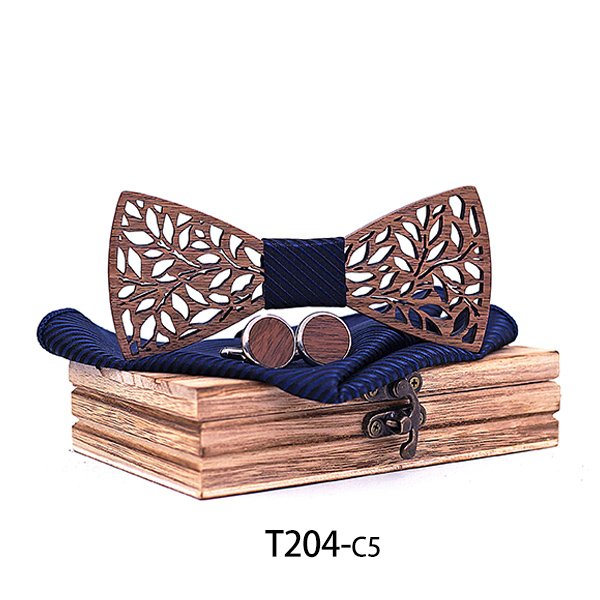 T204 T204  Leaf Cutout Bow Tie Set, Walnut — colour C5
