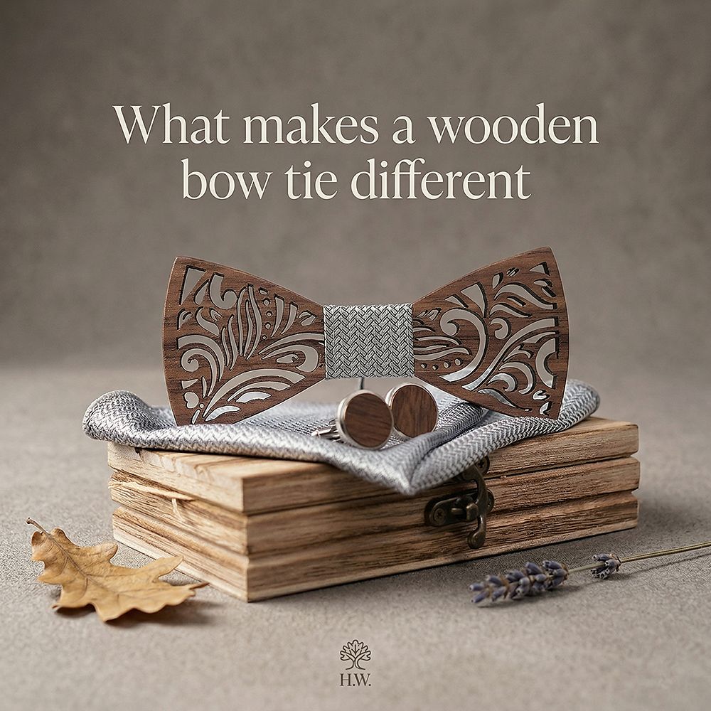 T205 T205  Floral Scroll Cutout Bow Tie Set, Walnut — view 8
