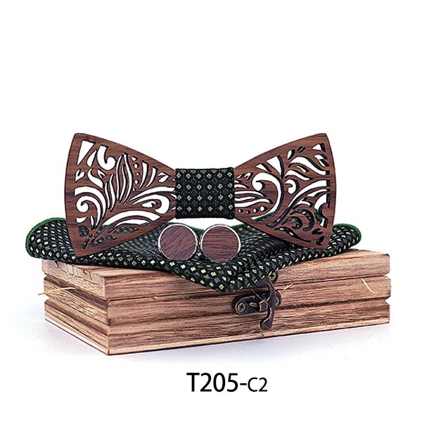 T205 T205  Floral Scroll Cutout Bow Tie Set, Walnut — colour C2