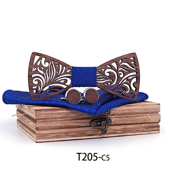 T205 T205  Floral Scroll Cutout Bow Tie Set, Walnut — colour C5