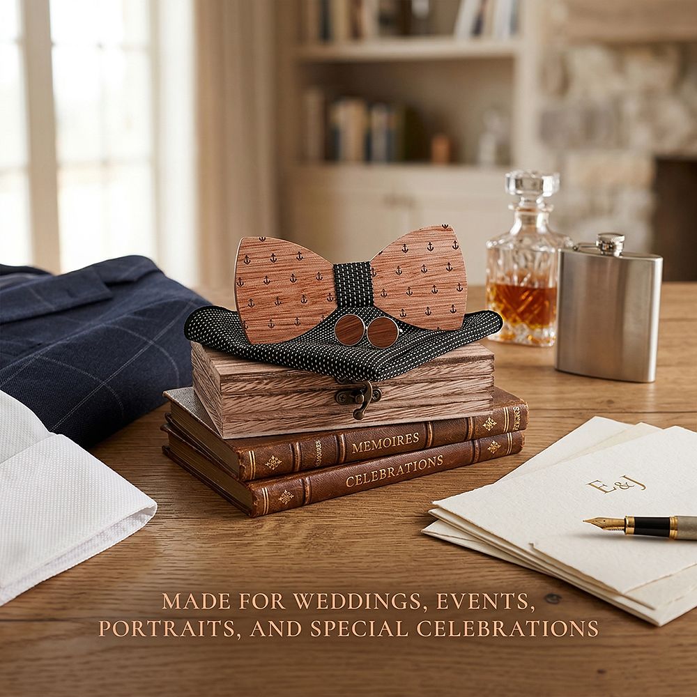 T208 T208  Anchor Design Bow Tie Set, Walnut — view 4