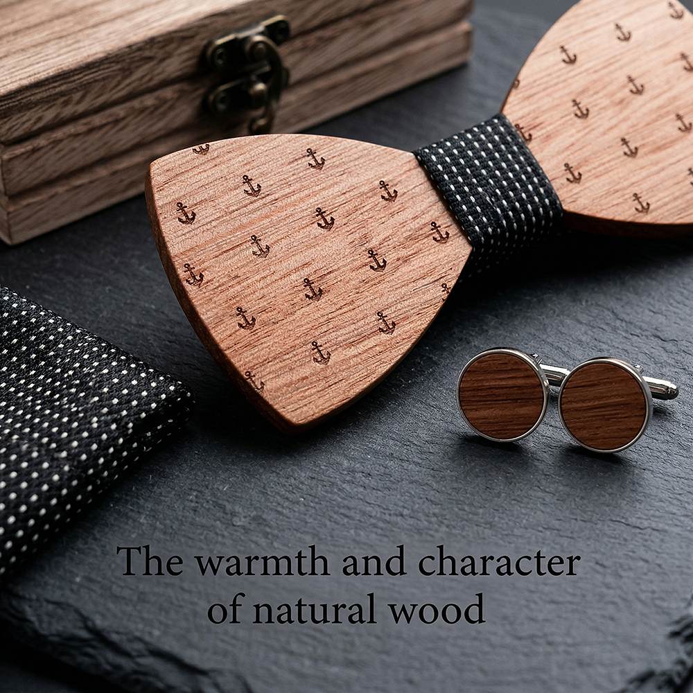 T208 T208  Anchor Design Bow Tie Set, Walnut — view 5
