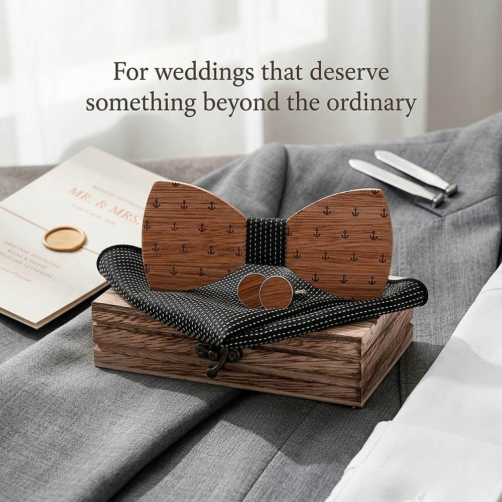 T208 T208  Anchor Design Bow Tie Set, Walnut — view 10