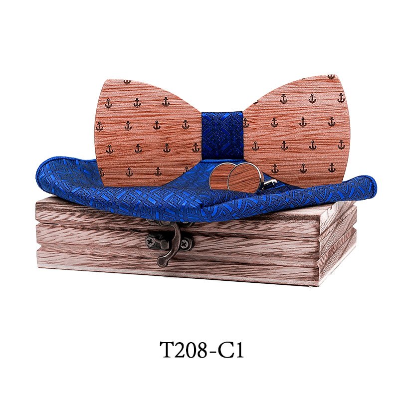 T208 T208  Anchor Design Bow Tie Set, Walnut — colour C1