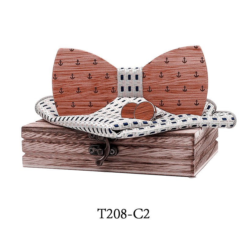 T208 T208  Anchor Design Bow Tie Set, Walnut — colour C2