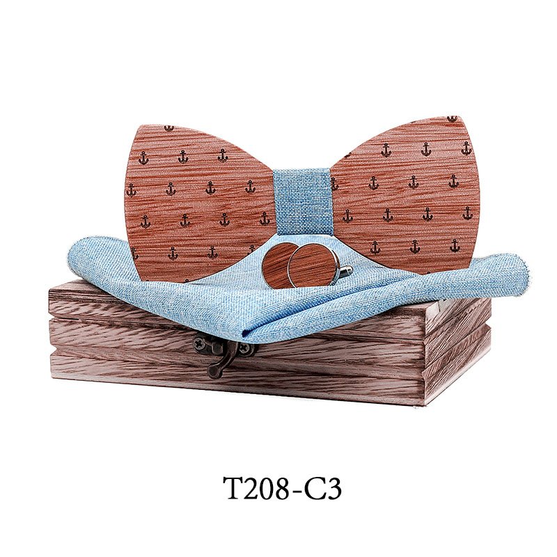 T208 T208  Anchor Design Bow Tie Set, Walnut — colour C3