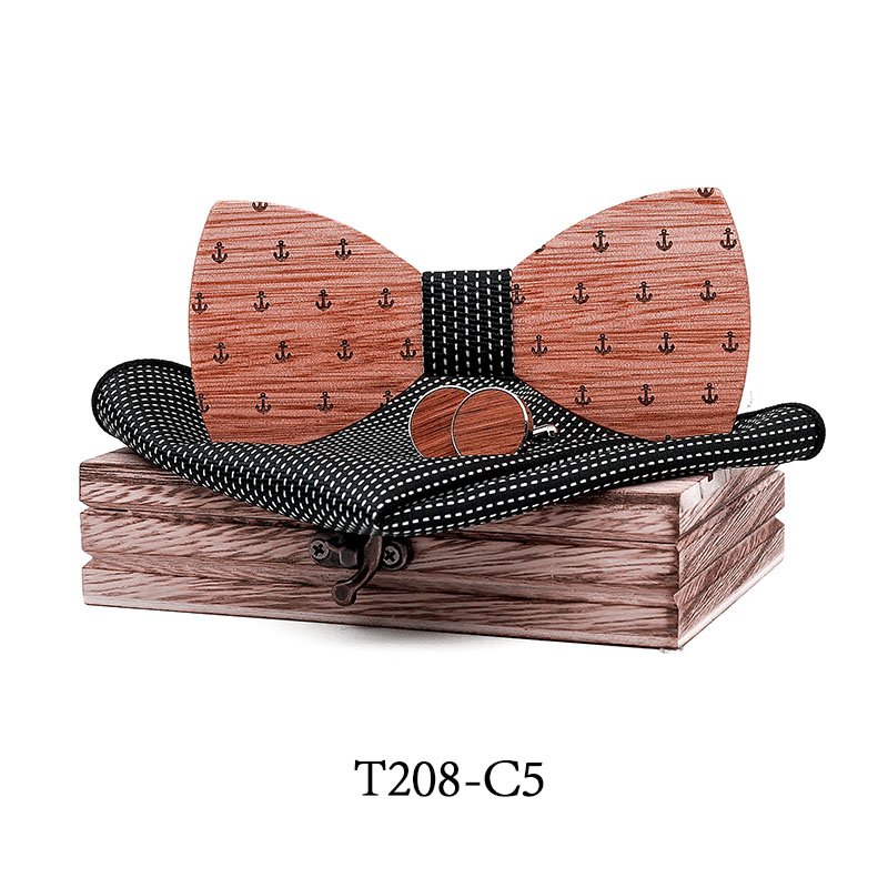T208 T208  Anchor Design Bow Tie Set, Walnut — colour C5