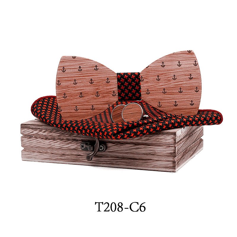 T208 T208  Anchor Design Bow Tie Set, Walnut — colour C6