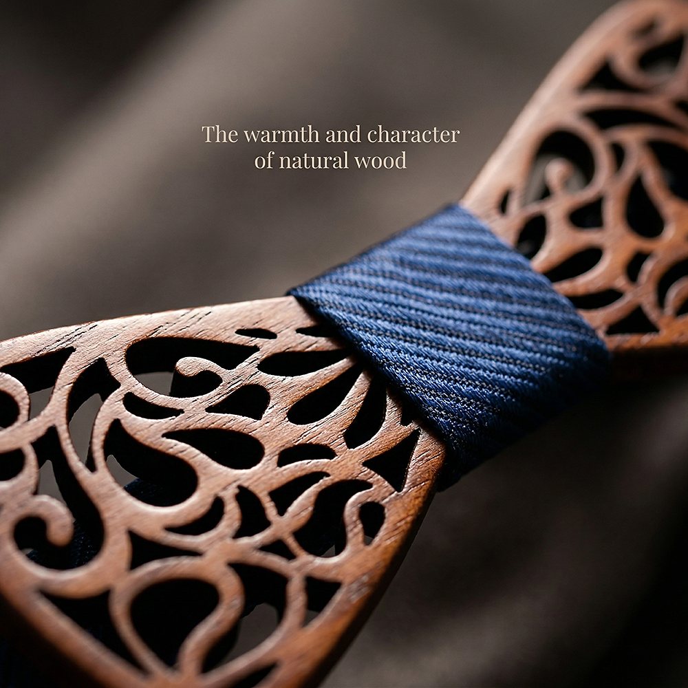 T212 T212  Floral Lattice Cutout Bow Tie Set, Walnut — view 5