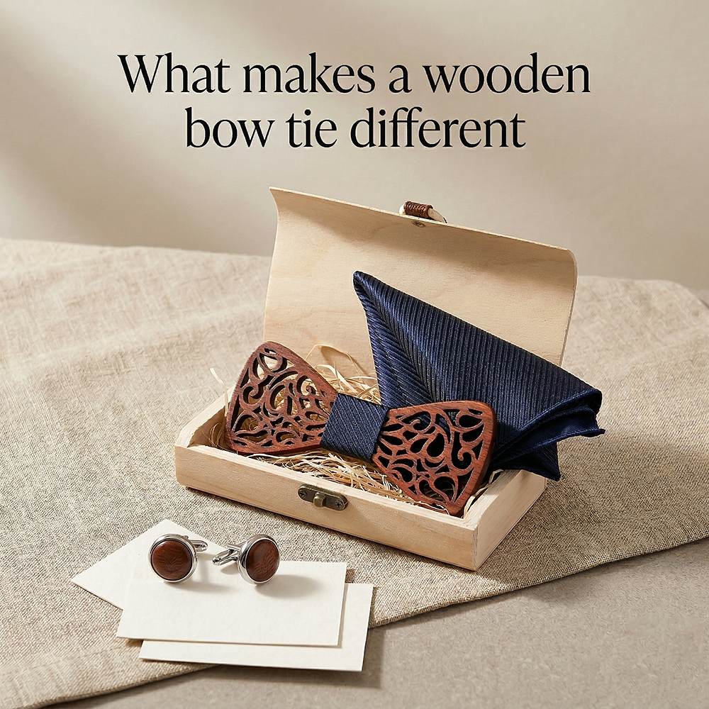T212 T212  Floral Lattice Cutout Bow Tie Set, Walnut — view 8