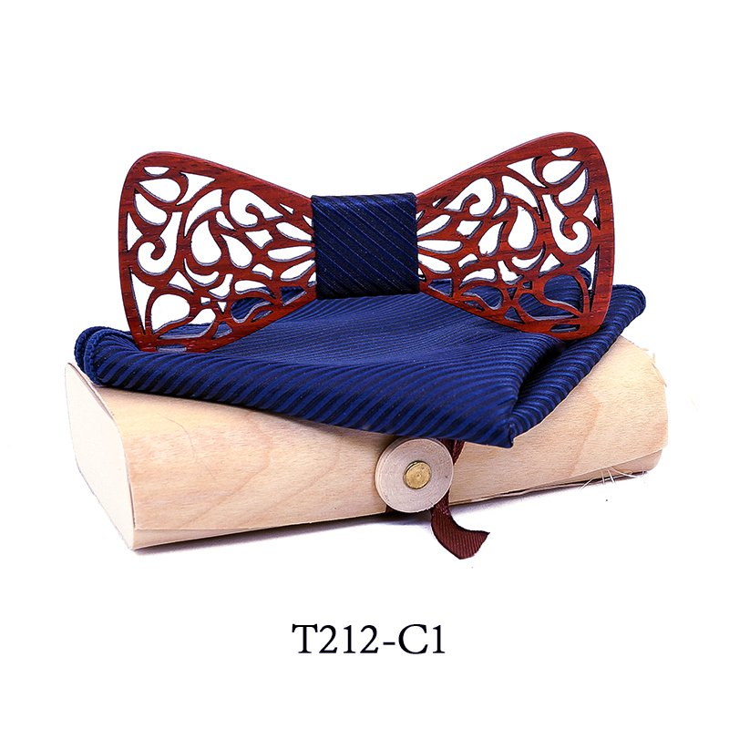 T212 T212  Floral Lattice Cutout Bow Tie Set, Walnut — colour C1
