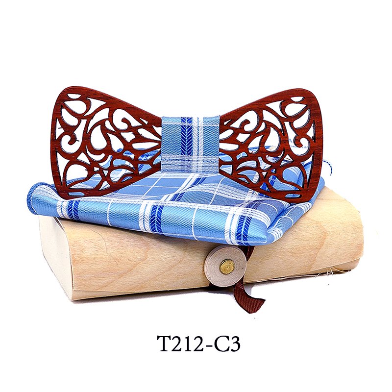 T212 T212  Floral Lattice Cutout Bow Tie Set, Walnut — colour C3