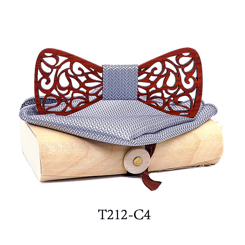 T212 T212  Floral Lattice Cutout Bow Tie Set, Walnut — colour C4