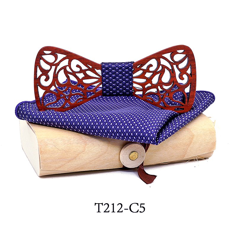 T212 T212  Floral Lattice Cutout Bow Tie Set, Walnut — colour C5