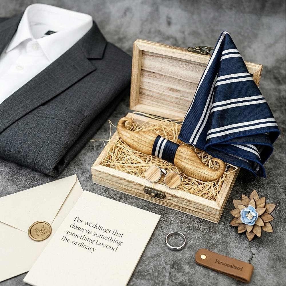 T213 T213  Solid Grain Bow Tie Set, Maple — view 2