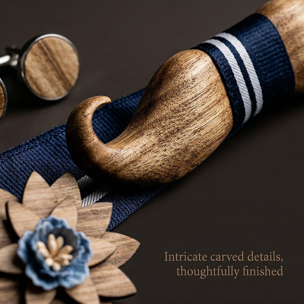 T213 T213  Solid Grain Bow Tie Set, Maple — view 3