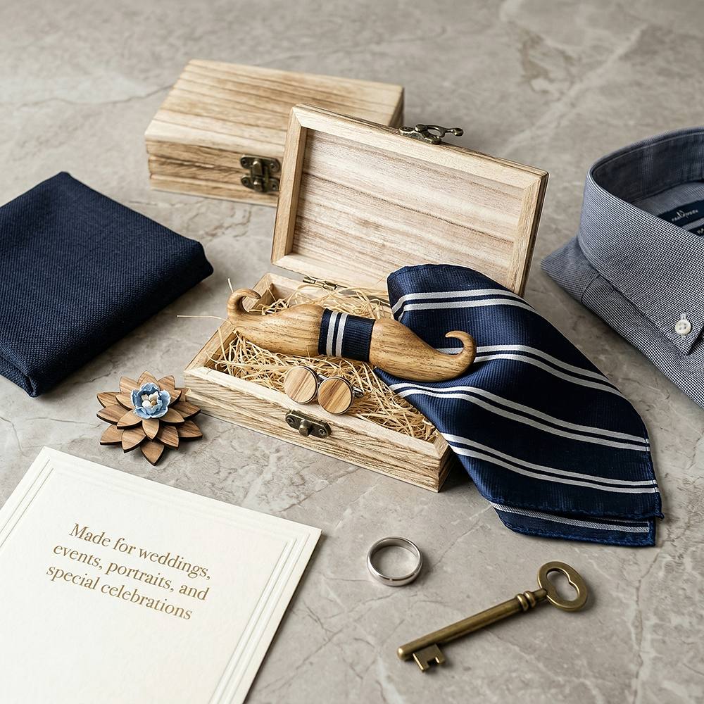T213 T213  Solid Grain Bow Tie Set, Maple — view 4