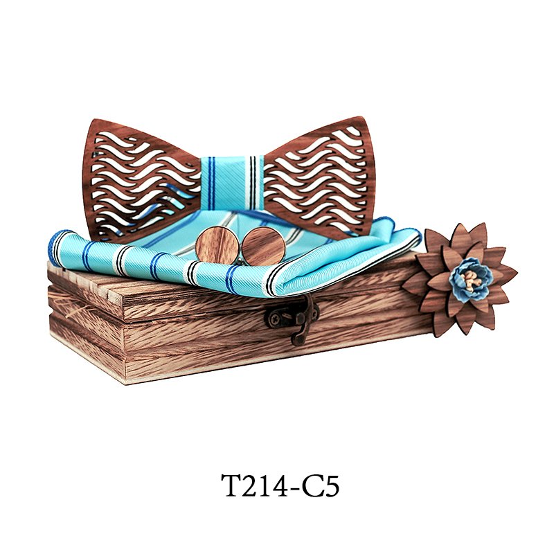 T214 T214  Herringbone Groove Bow Tie Set, Walnut — colour C5