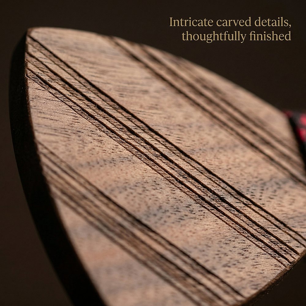T215 T215  Solid Grain Bow Tie Set, Walnut — view 3