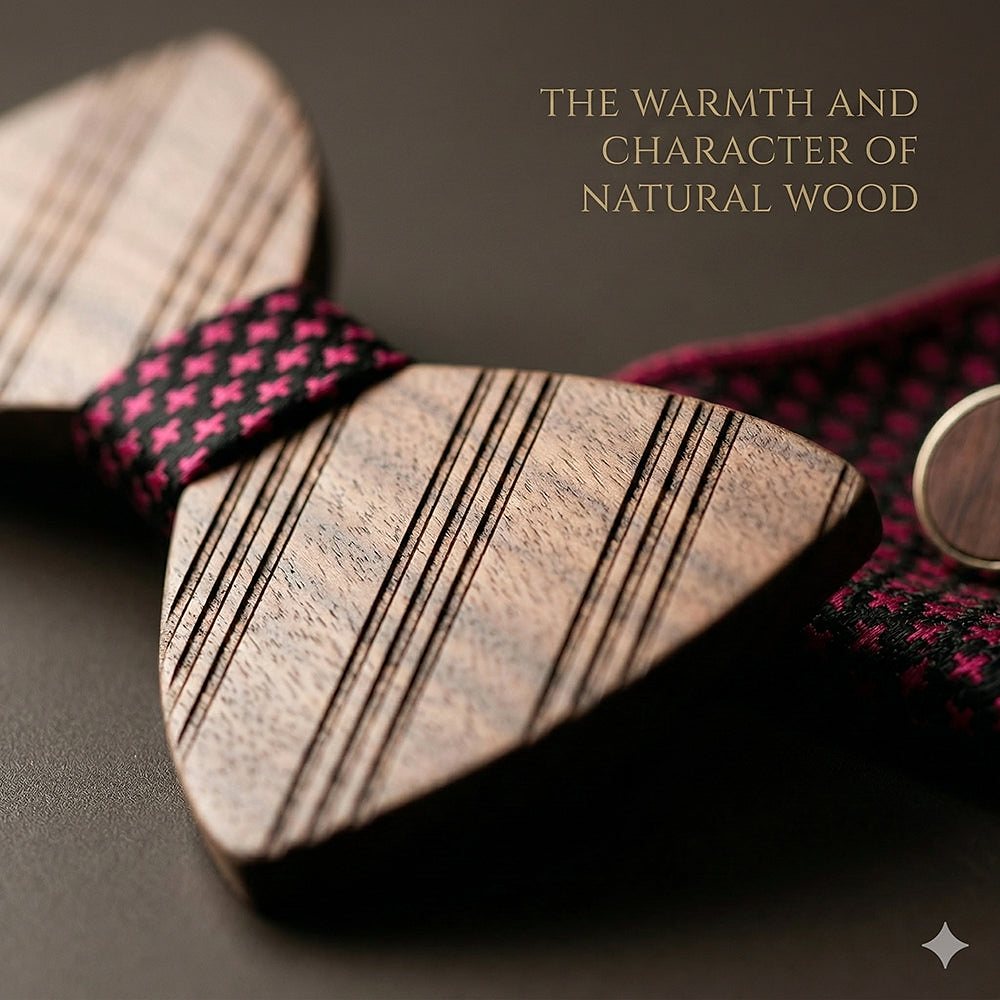 T215 T215  Solid Grain Bow Tie Set, Walnut — view 5