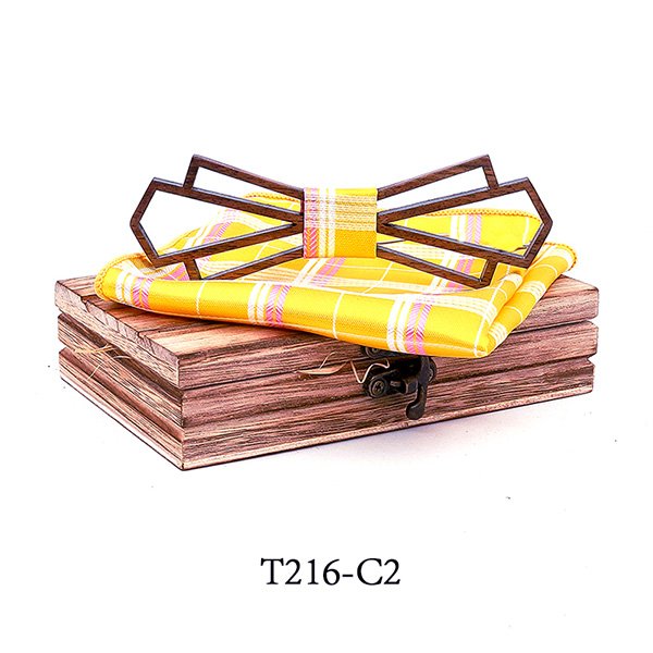 T216 T216  Denim-Wrapped Solid Bow Tie Set, Walnut — colour C2