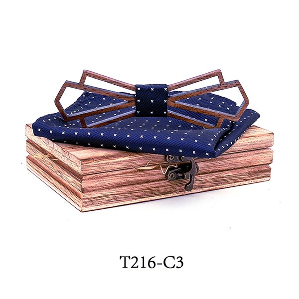 T216 T216  Denim-Wrapped Solid Bow Tie Set, Walnut — colour C3
