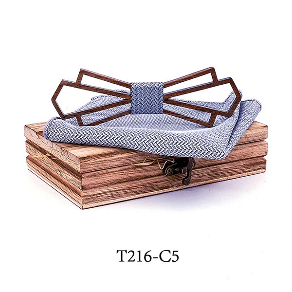 T216 T216  Denim-Wrapped Solid Bow Tie Set, Walnut — colour C5