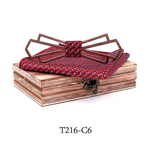 T216 T216  Denim-Wrapped Solid Bow Tie Set, Walnut — colour C6