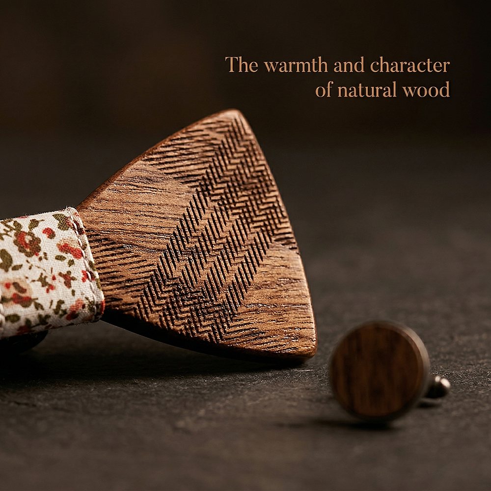T218 T218  Ridged Sculpted Bow Tie Set, Maple — view 5