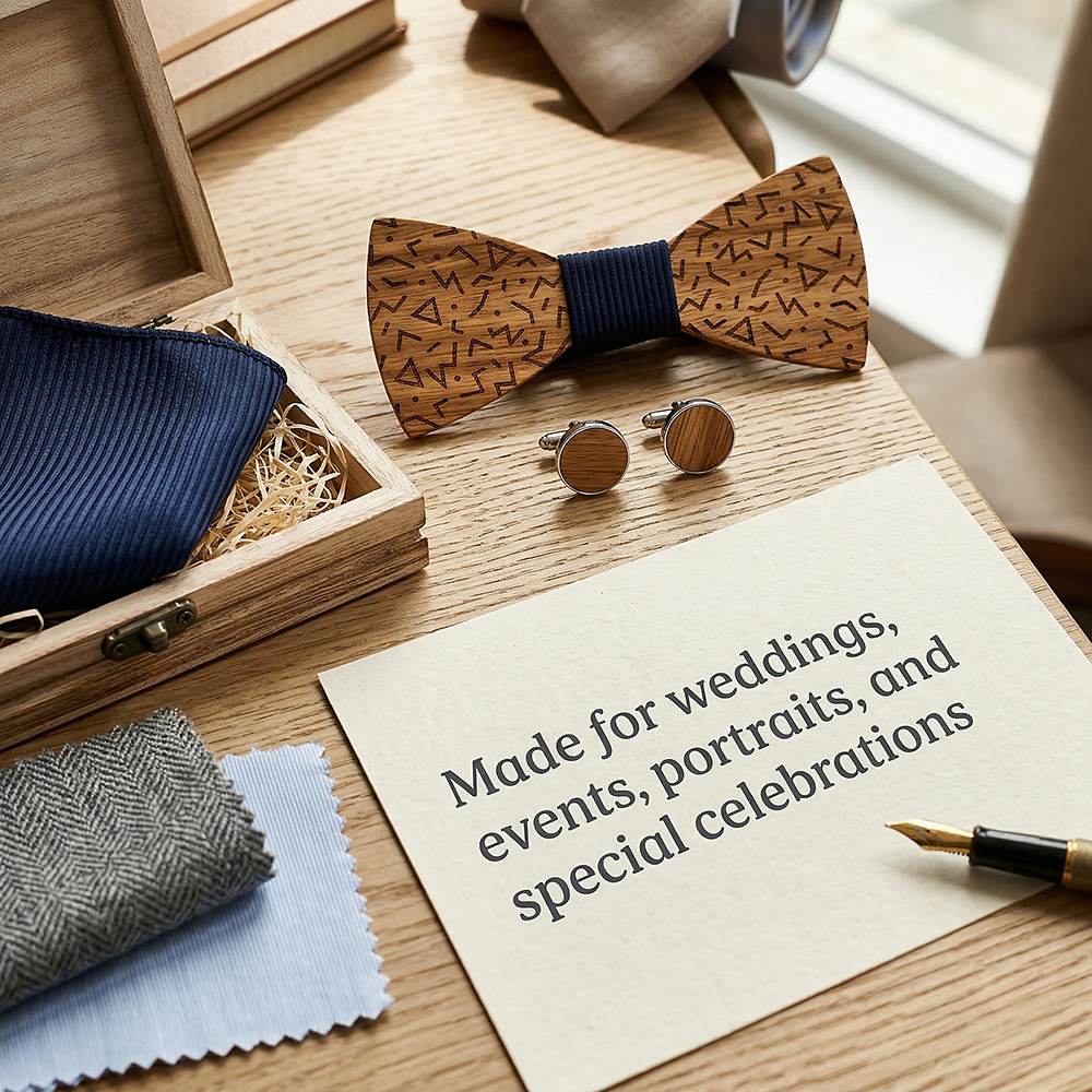 T219 T219  Sculpted Solid Bow Tie Set, Maple — view 4