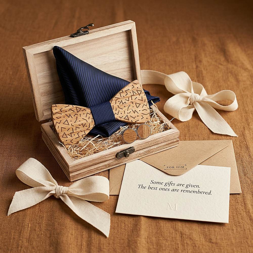 T219 T219  Sculpted Solid Bow Tie Set, Maple — view 7