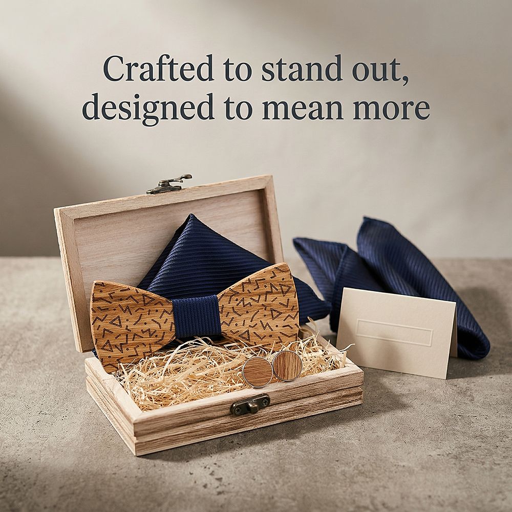 T219 T219  Sculpted Solid Bow Tie Set, Maple — view 8
