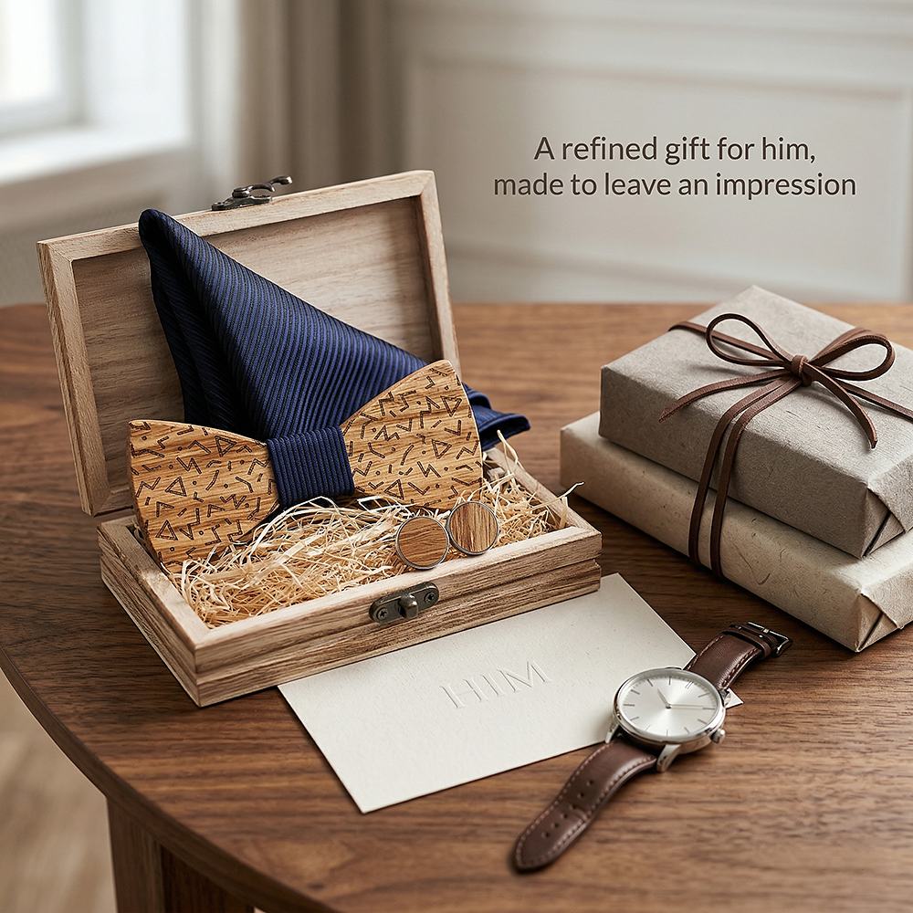 T219 T219  Sculpted Solid Bow Tie Set, Maple — view 10