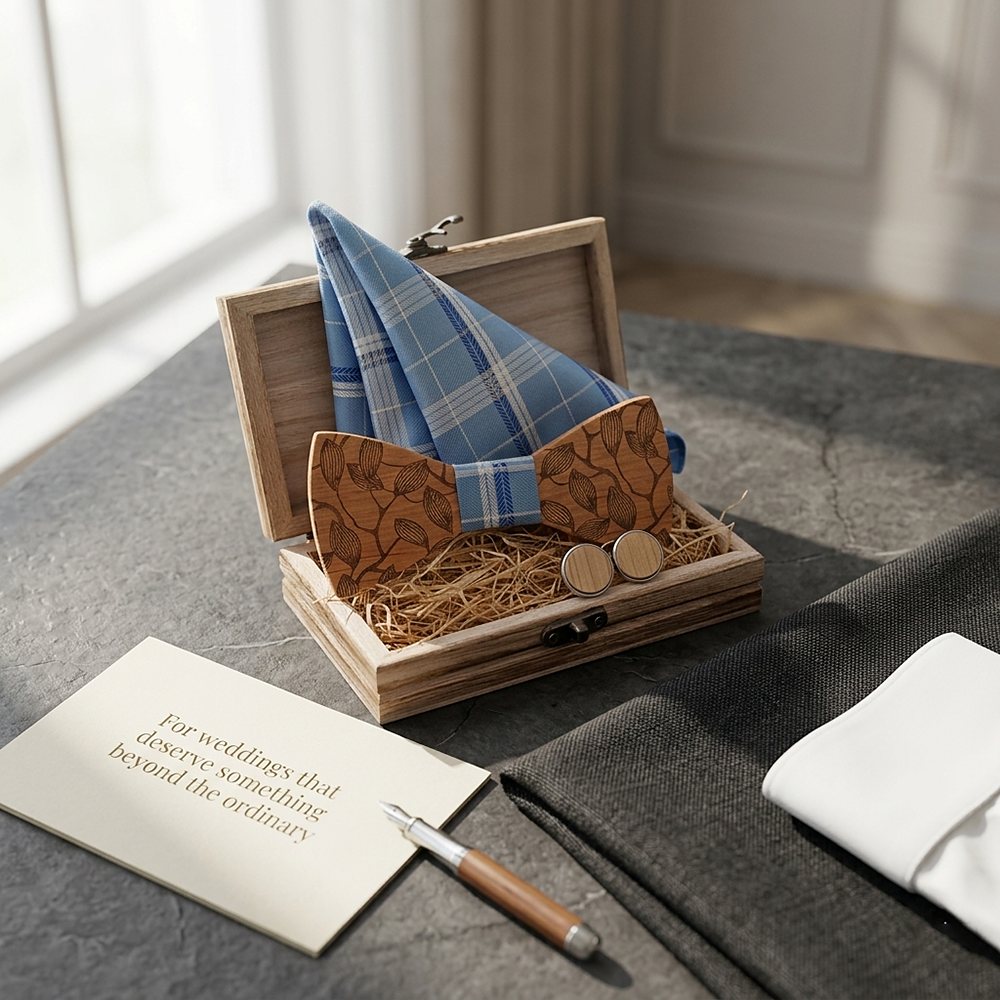 T220 T220  Leaf Vine Cutout Bow Tie Set, Maple — view 2