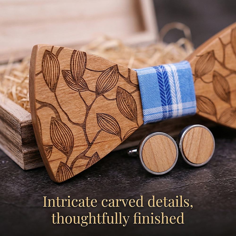 T220 T220  Leaf Vine Cutout Bow Tie Set, Maple — view 3