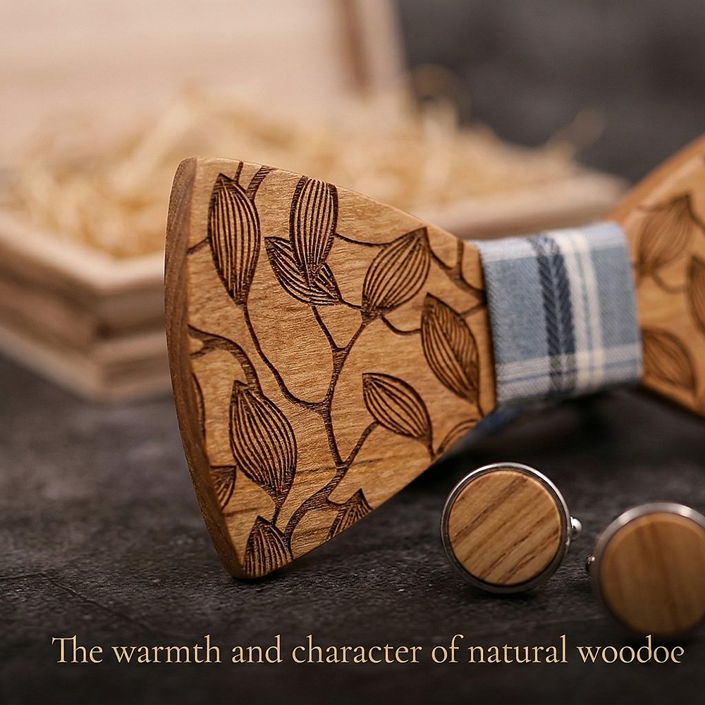 T220 T220  Leaf Vine Cutout Bow Tie Set, Maple — view 5