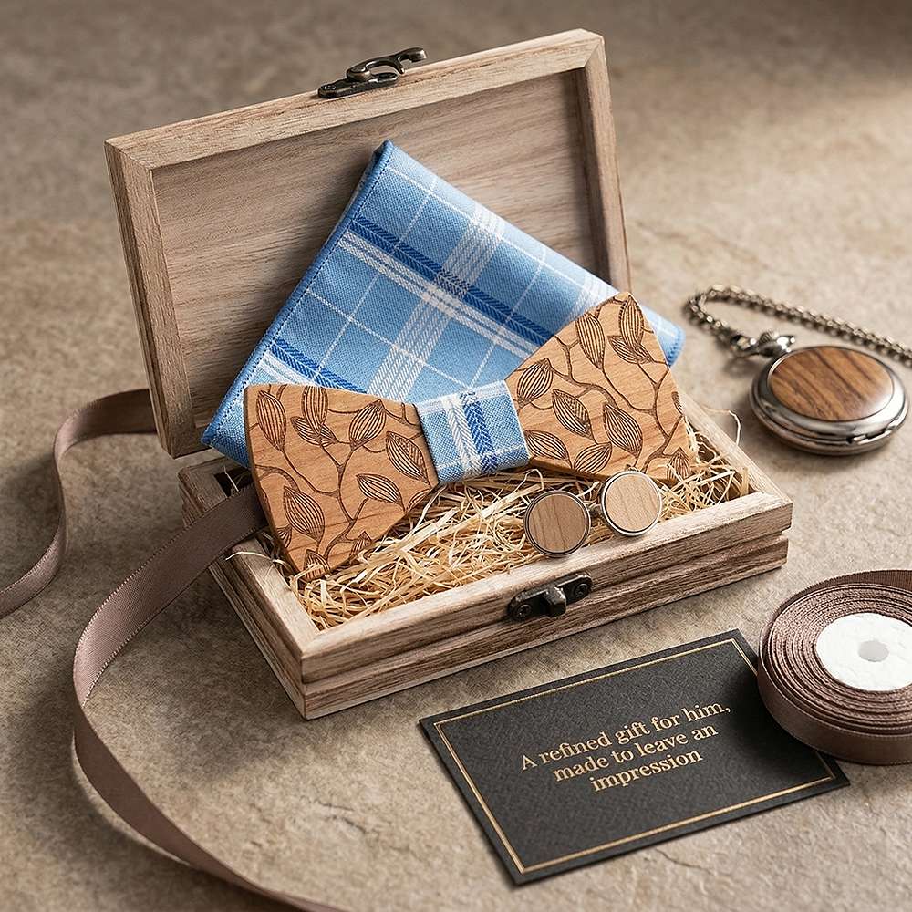 T220 T220  Leaf Vine Cutout Bow Tie Set, Maple — view 9