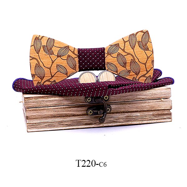 T220 T220  Leaf Vine Cutout Bow Tie Set, Maple — colour C6
