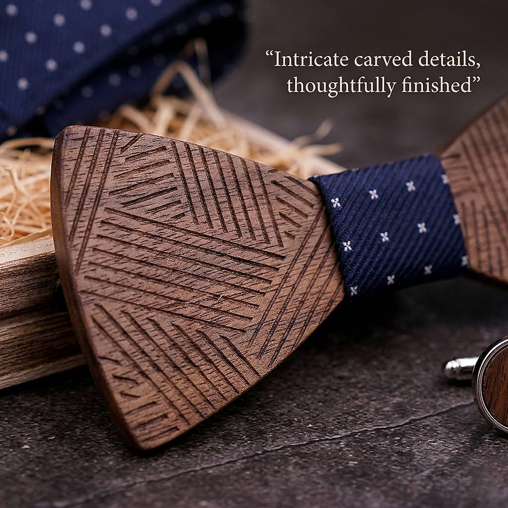 T221 T221  Solid Grain Bow Tie Set, Walnut — view 3