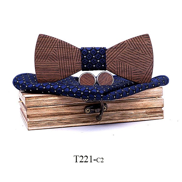 T221 T221  Solid Grain Bow Tie Set, Walnut — colour C3