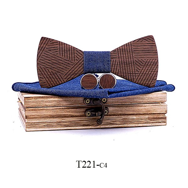 T221 T221  Solid Grain Bow Tie Set, Walnut — colour C4