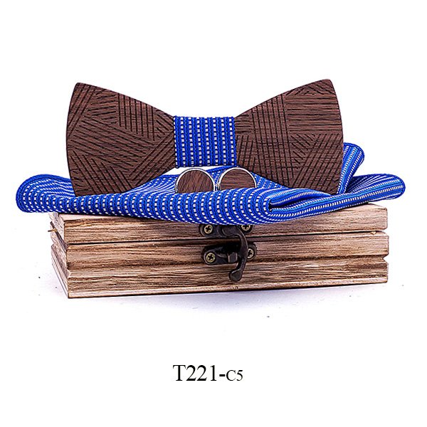 T221 T221  Solid Grain Bow Tie Set, Walnut — colour C5