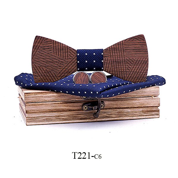 T221 T221  Solid Grain Bow Tie Set, Walnut — colour C6
