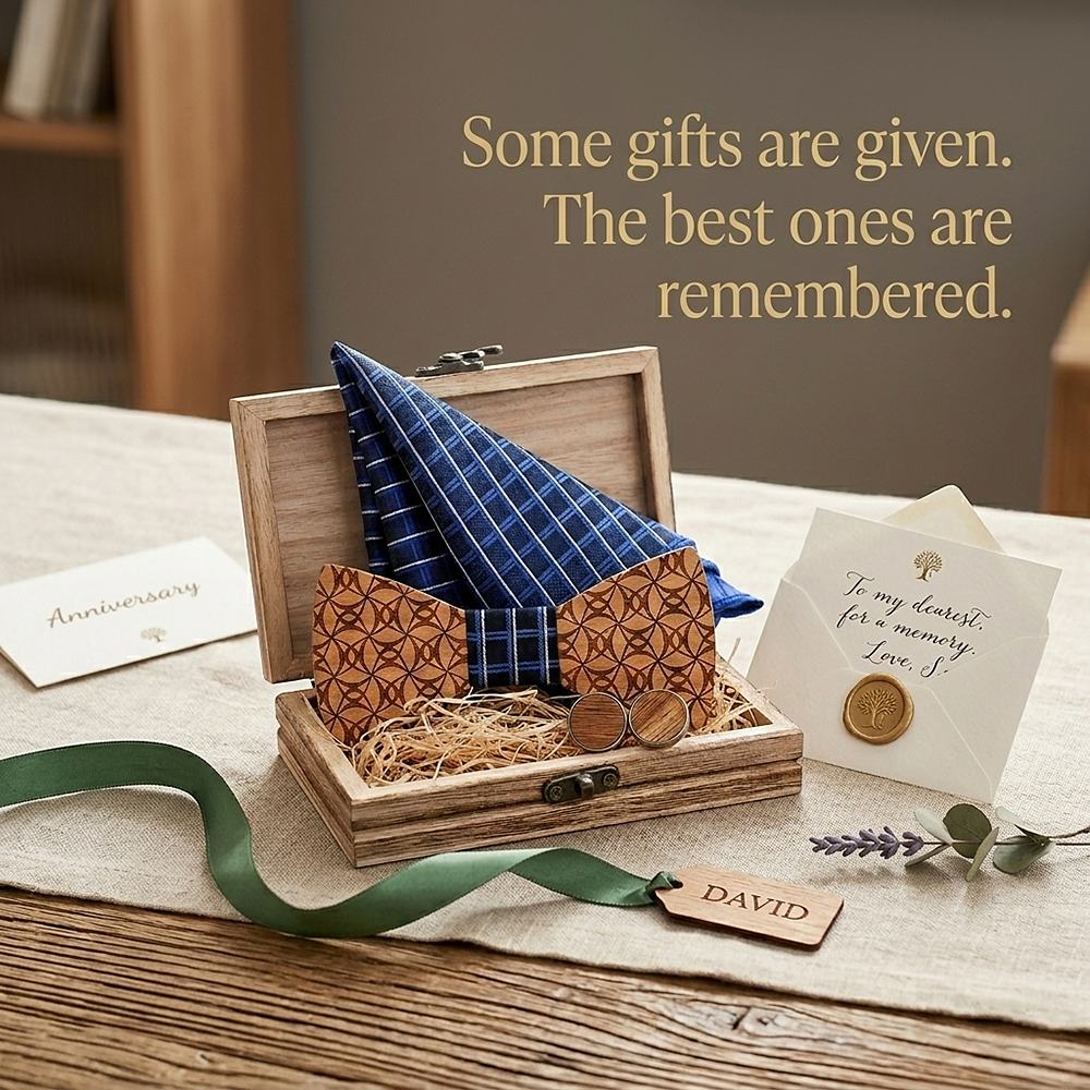 T222 T222  Grid Lattice Cutout Bow Tie Set, Walnut — view 7