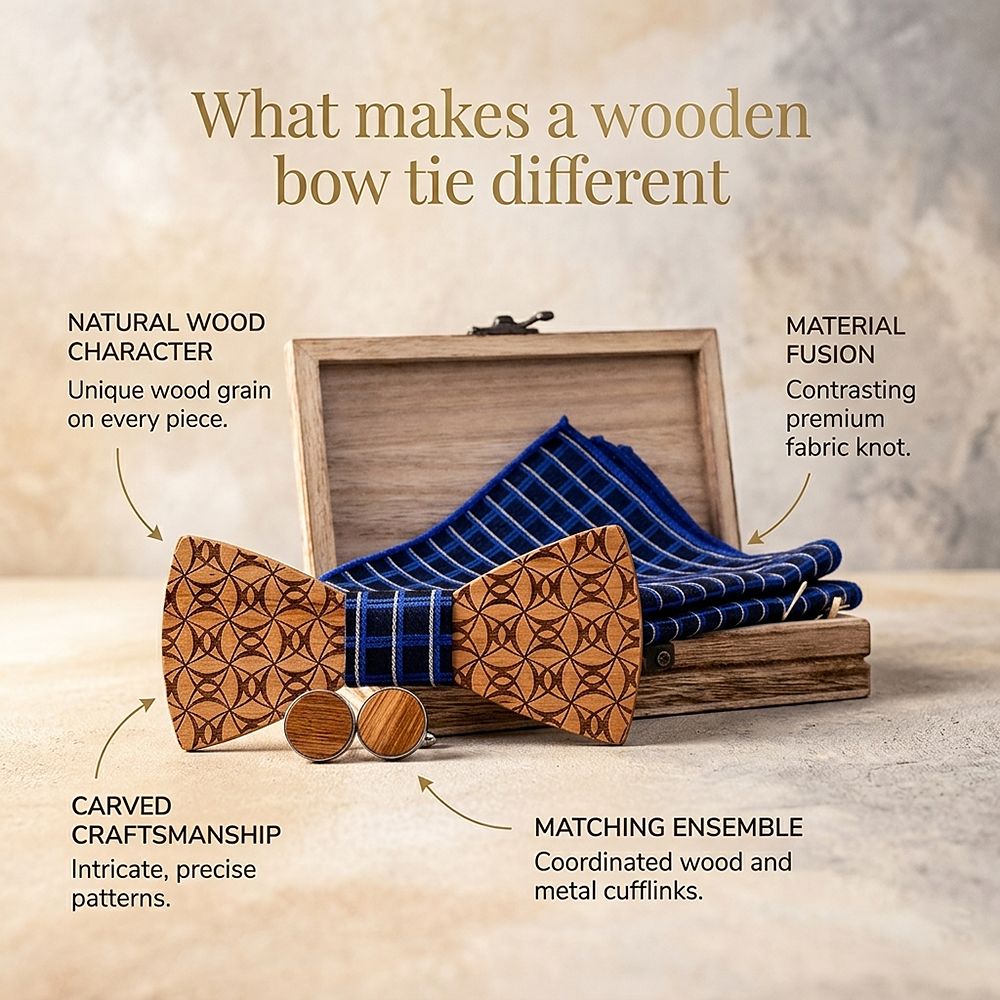 T222 T222  Grid Lattice Cutout Bow Tie Set, Walnut — view 8