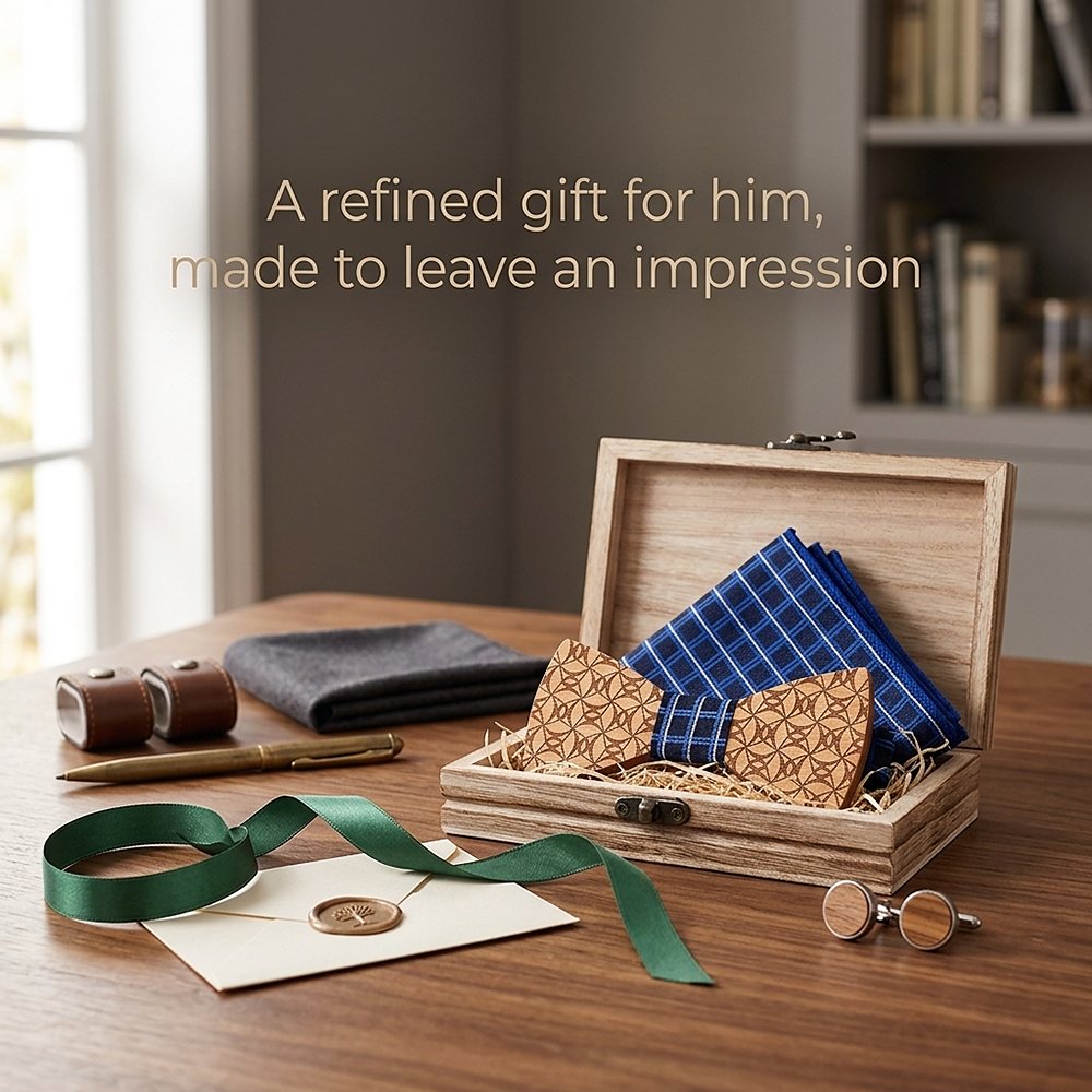 T222 T222  Grid Lattice Cutout Bow Tie Set, Walnut — view 9