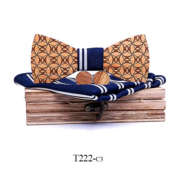 T222 T222  Grid Lattice Cutout Bow Tie Set, Walnut — colour C1