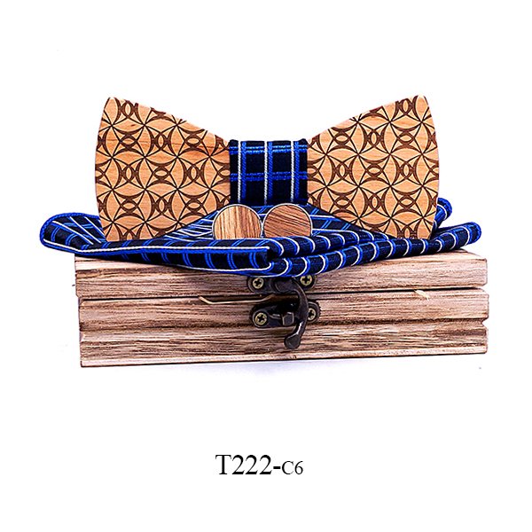 T222 T222  Grid Lattice Cutout Bow Tie Set, Walnut — colour C4
